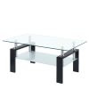 Tempered Clear Glass Coffee Table, 2-Layers Coffee Table Living Room Center Table