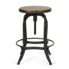 Industrial Firwood Adjustable Height Swivel Barstools (Set of 2)