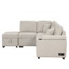 84.75" Sleeper Sofa Bed,2 in 1 Pull Out sofa bed L Shape Couch with Storage Ottoman for Living Room,Bedroom Couch and Small Apartment, Beige