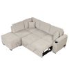 84.75" Sleeper Sofa Bed,2 in 1 Pull Out sofa bed L Shape Couch with Storage Ottoman for Living Room,Bedroom Couch and Small Apartment, Beige