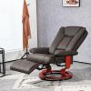 HOMCOM Manual Swivel Recliner Chair, PU Leather Reclining Chair with Footrest for Living Room, Brown