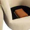 Upholstered Swivel Barrel Armchair with Storage Modern Living Room Side Chair for Bedroom/Office/Reading Spaces - Teddy Fabric Beige