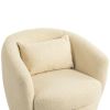 Upholstered Swivel Barrel Armchair with Storage Modern Living Room Side Chair for Bedroom/Office/Reading Spaces - Teddy Fabric Beige