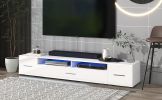 ON-TREND Extended, Minimalist Design TV stand with Color Changing LED Lights, Modern Universal Entertainment Center