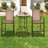 3 Pieces Outdoor Patio Bar Table Stool Set