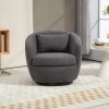 Upholstered Swivel Barrel Armchair with Storage Modern Living Room Side Chair for Bedroom/Office/Reading Spaces - Teddy Fabric Grey