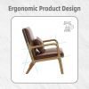 COOLMORE Modern Accent Chair, Solid Wood Padding Lounge Armchairs With One pillow for Living Room, Bedroom, Guest Room (Brown PU)