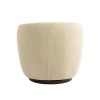 Upholstered Swivel Barrel Armchair with Storage Modern Living Room Side Chair for Bedroom/Office/Reading Spaces - Teddy Fabric Beige