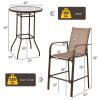 3 Pieces Outdoor Patio Bar Table Stool Set