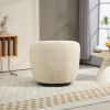 Upholstered Swivel Barrel Armchair with Storage Modern Living Room Side Chair for Bedroom/Office/Reading Spaces - Teddy Fabric Beige