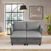 Convertible Sectional Sofa with Storage Seat 6 Seat Sofa with Reversible Chaise U Shaped Sectional Couch for Living Room,Light Grey