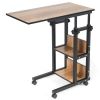 C-Shape Mobile Snack End Table with Storage Shelves