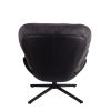 360¬∞ Swivel Accent Chair, Modern Chenille Lounge Chair with Faux Leather and Black Metal Base Frame, Comfortable Reading Chair for Small Spaces