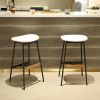 Modern Set of 2 Bar Stools Comfortable & Stylish Counter Height and Bar Height Bar Stools,Soft Fabric Upholstered, Backless for Kitchen