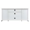 U-Can TV Stand for TV up to 65in with 2 Tempered Glass Doors Adjustable Panels Open Style Cabinet, Sideboard for Living room, White