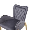 28.75inch Counter Height Bar Stools Set of 2, Bar Height Arm Chairs, Velvet Fabric Stools with Golden Legs and Footrests,Gray