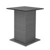 5 Pieces Outdoor Wicker Bar Table Set with Hidden Storage Shelves-White