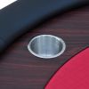 INO Design 96" 9 Players Oval Red Waterproof Surface Red Racetrack Casino Game Texas Hold'em Poker Table with Tray & Dropbox