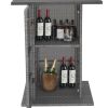 5 Pieces Outdoor Wicker Bar Table Set with Hidden Storage Shelves-White