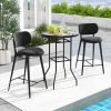 38 Inch Patio Bar Table with Tempered Glass Tabletop