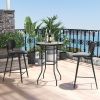 38 Inch Patio Bar Table with Tempered Glass Tabletop