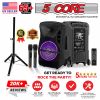 5 CORE 12 Inch TWS PAIR Bluetooth Party Speakers 500 Watt Portable Karaoke PA System Rechargeable Loud Speaker + Tripod Stand & 2x Wireless Mics LED L