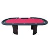 INO Design 96" 9 Players Oval Red Waterproof Surface Red Racetrack Casino Game Texas Hold'em Poker Table with Tray & Dropbox