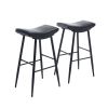 Counter Height Bar Stool Set of 2 for Dining Room Kitchen Counter Island, PU Upholstered Breakfast Stools With Footrest,Black