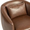 Upholstered Swivel Barrel Armchair with Storage Modern Living Room Side Chair for Bedroom/Office/Reading Spaces - PU Dark Brown