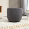 Upholstered Swivel Barrel Armchair with Storage Modern Living Room Side Chair for Bedroom/Office/Reading Spaces - Teddy Fabric Grey