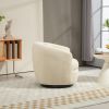 Upholstered Swivel Barrel Armchair with Storage Modern Living Room Side Chair for Bedroom/Office/Reading Spaces - Teddy Fabric Beige