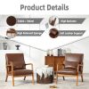 COOLMORE Modern Accent Chair, Solid Wood Padding Lounge Armchairs With One pillow for Living Room, Bedroom, Guest Room (Brown PU)