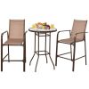 3 Pieces Outdoor Patio Bar Table Stool Set