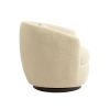 Upholstered Swivel Barrel Armchair with Storage Modern Living Room Side Chair for Bedroom/Office/Reading Spaces - Teddy Fabric Beige