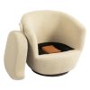 Upholstered Swivel Barrel Armchair with Storage Modern Living Room Side Chair for Bedroom/Office/Reading Spaces - Teddy Fabric Beige