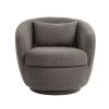 Upholstered Swivel Barrel Armchair with Storage Modern Living Room Side Chair for Bedroom/Office/Reading Spaces - Teddy Fabric Grey