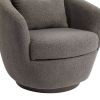 Upholstered Swivel Barrel Armchair with Storage Modern Living Room Side Chair for Bedroom/Office/Reading Spaces - Teddy Fabric Grey