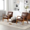 COOLMORE Modern Accent Chair, Solid Wood Padding Lounge Armchairs With One pillow for Living Room, Bedroom, Guest Room (Brown PU)