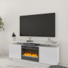 Living Room Furniture Modern White Electric Fireplace TV Stand with Insert Fireplace;  can work with or without heat