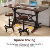 3-Piece Dining Table Set, 59" Wooden Sofa Side Table with Stabilizing Base, Rustic Brown Industrial Adjustable Height Stools