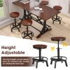 5-Piece Dining Table Set, 59" Wooden Sofa Side Table with Stabilizing Base, Rustic Brown Industrial Adjustable Height Chairs