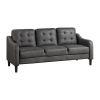 Gray Polished Microfiber Upholstered 1pc Sofa Button Tufted Contoured Arms Solid Wood Frame Couch Casual Living Room Furniture