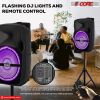 5 CORE 10 Inch TWS PAIR Bluetooth Party Speakers 400 Watt Portable Karaoke PA System Rechargeable Loud Speaker + Tripod Stand 2x Wireless Mics LED Lig