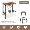 5 Pieces Bar Table and Stools Set with Wine Rack and Glass Holder