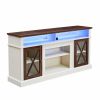 LED Farmhouse Style TV Stand for 65/70/75 inch TV with Outlet, Tall Body Media Entertainment Center Console