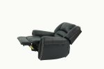 Modern 1pc Manual Motion Recliner Chair Glider Black Color Bonded Leather Armrest Cushion Seating Nailhead Living Room Furniture