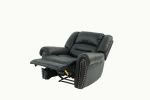 Modern 1pc Manual Motion Recliner Chair Glider Black Color Bonded Leather Armrest Cushion Seating Nailhead Living Room Furniture