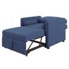 3 in 1 Convertible Sleeper Chair with Adjustable Backrest, Lounger Chair Turns Into Bed, Single Bed for Living Room, Velvet, Ink Blue