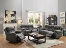 Contemporary Motion Recliner Chair 1pc Glider Rocker Recliner Living Room Furniture Slate Blue Breathable Leatherette