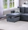 Gray Velvet Convertible Sectional Sofa Pull out Bed Couch Storage Chaise Tufted Reversible 2pc Sectional Living Room